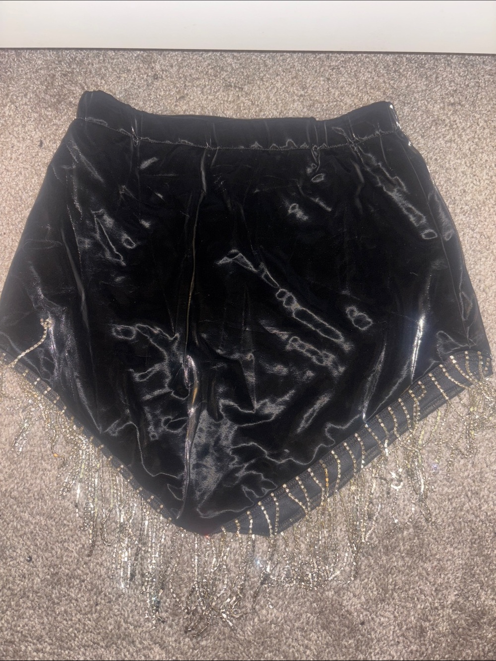 Black Velvet Fringe Women's Skirt